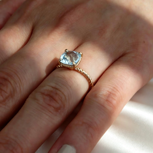 S925 Nature Blue Topas Ring
