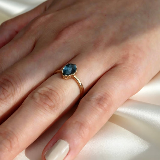S925 Nature Blue Topas Ring