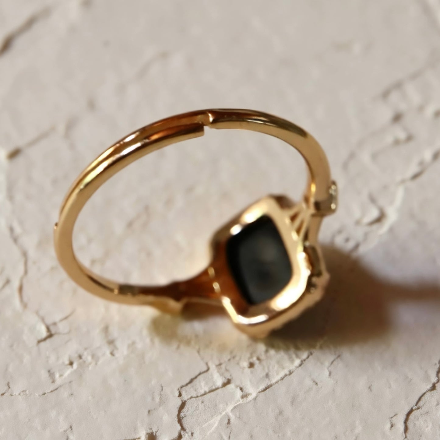 S925 Natur-Schwarzachat-Ring