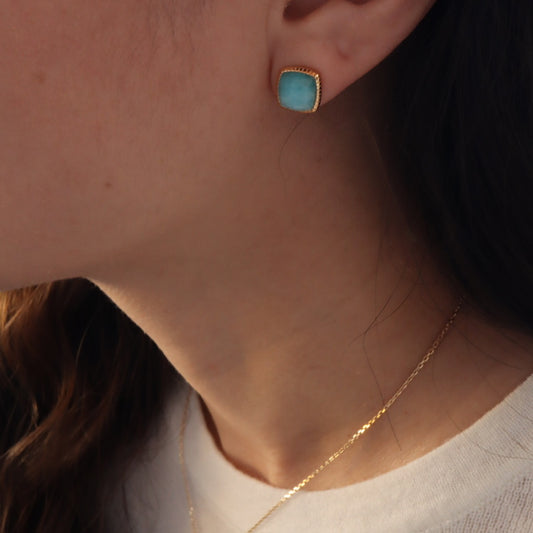 S925 Natural Amazonite Earring