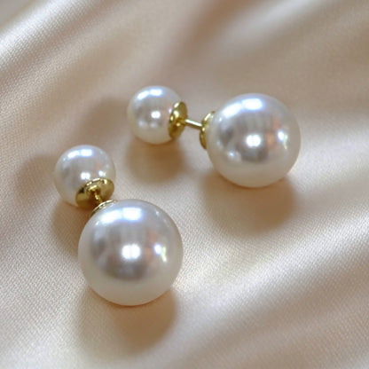 Boucles d'oreilles doubles perles en argent 925