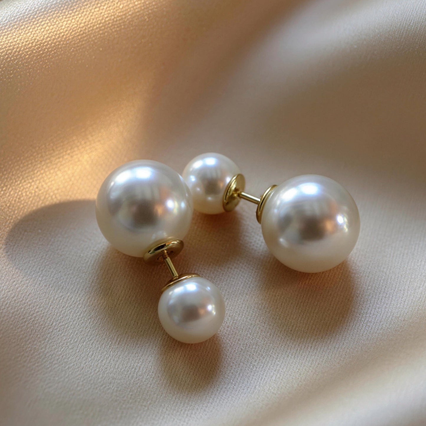 Boucles d'oreilles doubles perles en argent 925