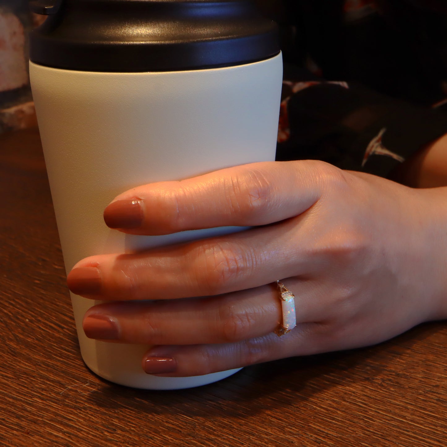 S925 Ring mit synthetischem Opal