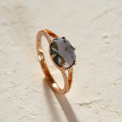 S925 Naturblauer Topas Ring