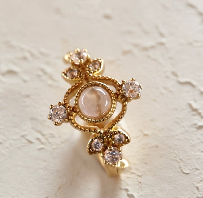 S925 Natur Rosenquarz Ring