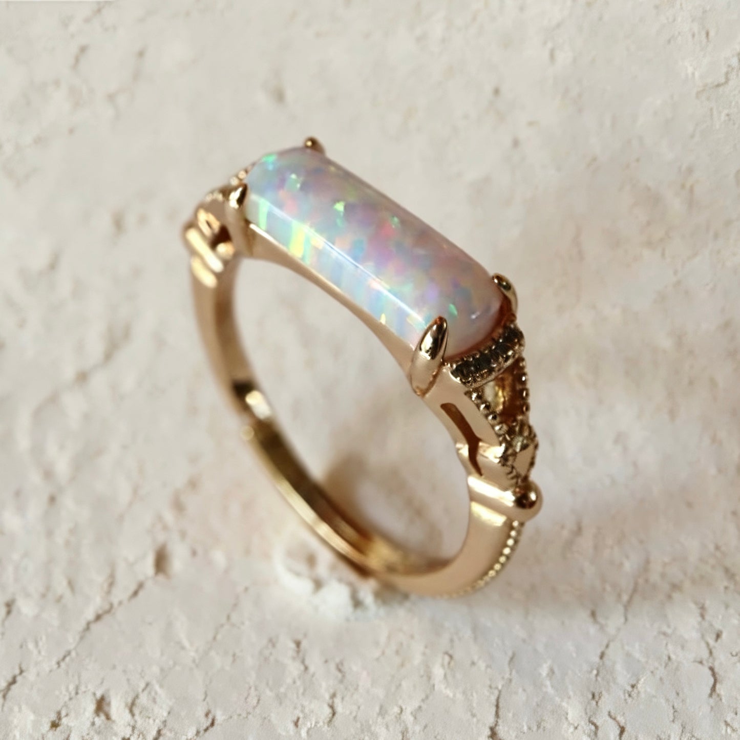 S925 Ring mit synthetischem Opal