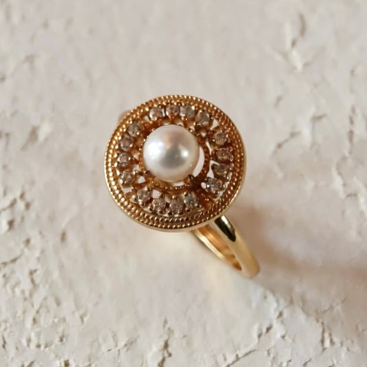 S925 Halo Pearl Ring