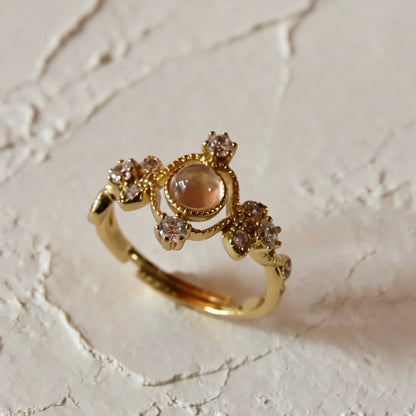 S925 Natur Rosenquarz Ring