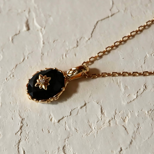 S925 Natural Black Agate Necklace