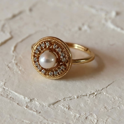Bague perle auréole S925