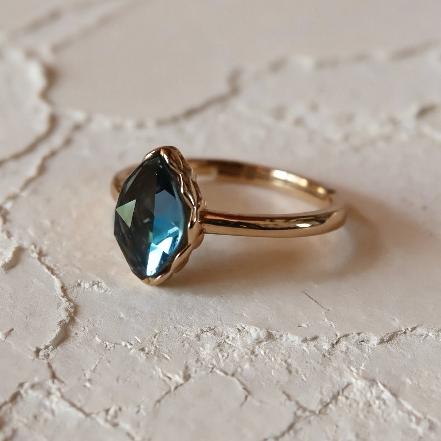 Bague S925 Topaze Bleue Naturelle