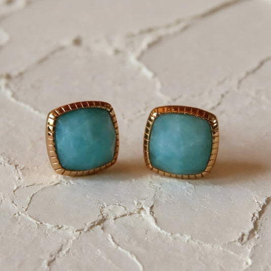 S925 Natural Amazonite Earring