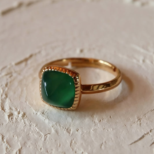 Bague en Agate Verte Naturelle S925