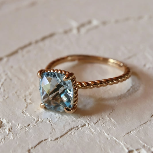 S925 Nature Blue Topas Ring