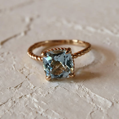 S925 Nature Blue Topas Ring