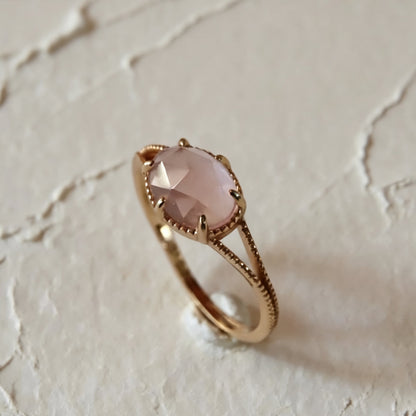 Bague en Quartz Rose Naturel en Argent S925