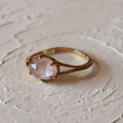 Bague en Quartz Rose Naturel en Argent S925