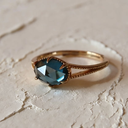 S925 Naturblauer Topas Ring