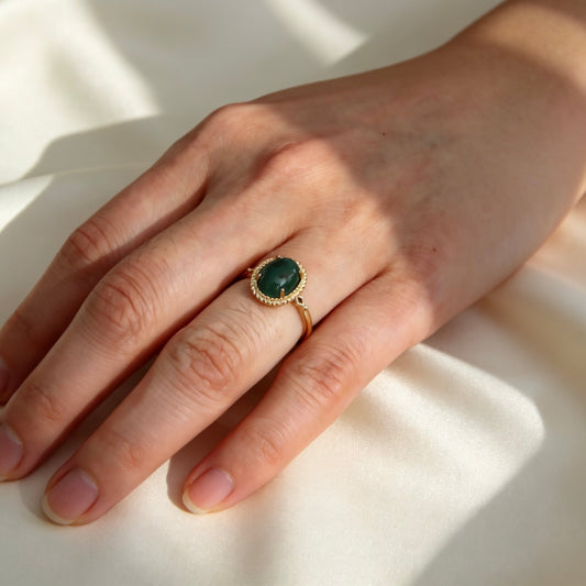 S925 Green Moss Agate Ring