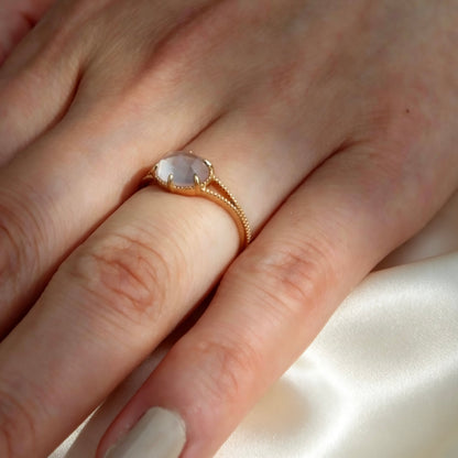 Bague en Quartz Rose Naturel en Argent S925