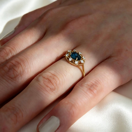 S925 Nature Blue Topas Ring