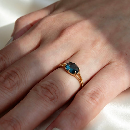 Bague S925 Topaze Bleue Naturelle