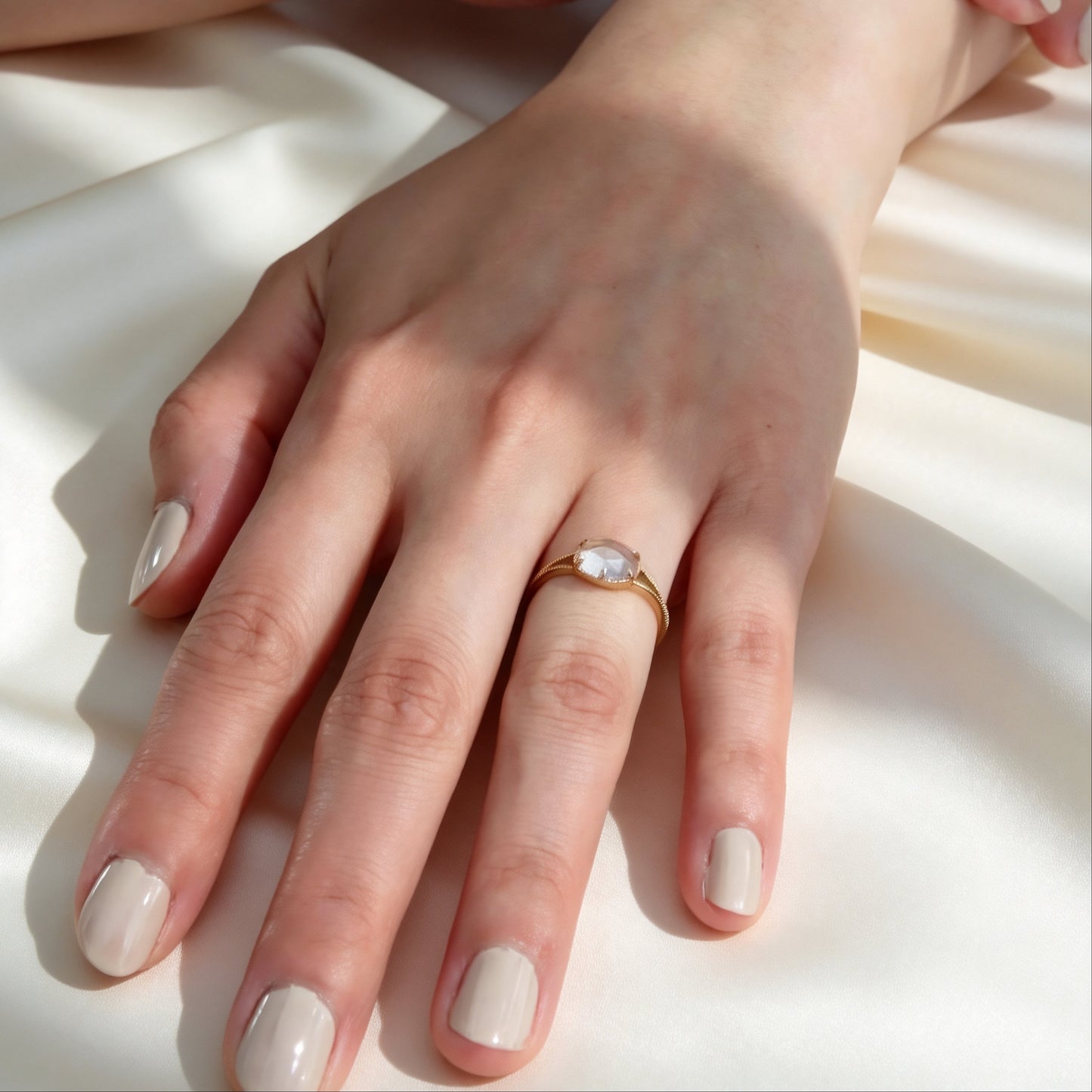 Bague en Quartz Rose Naturel en Argent S925