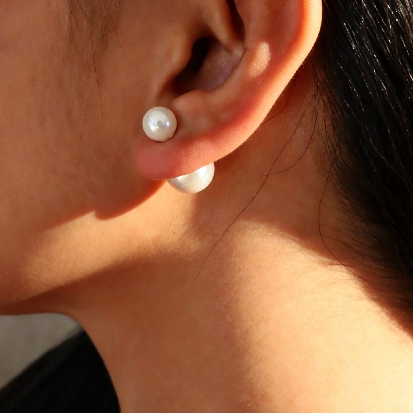 Boucles d'oreilles doubles perles en argent 925